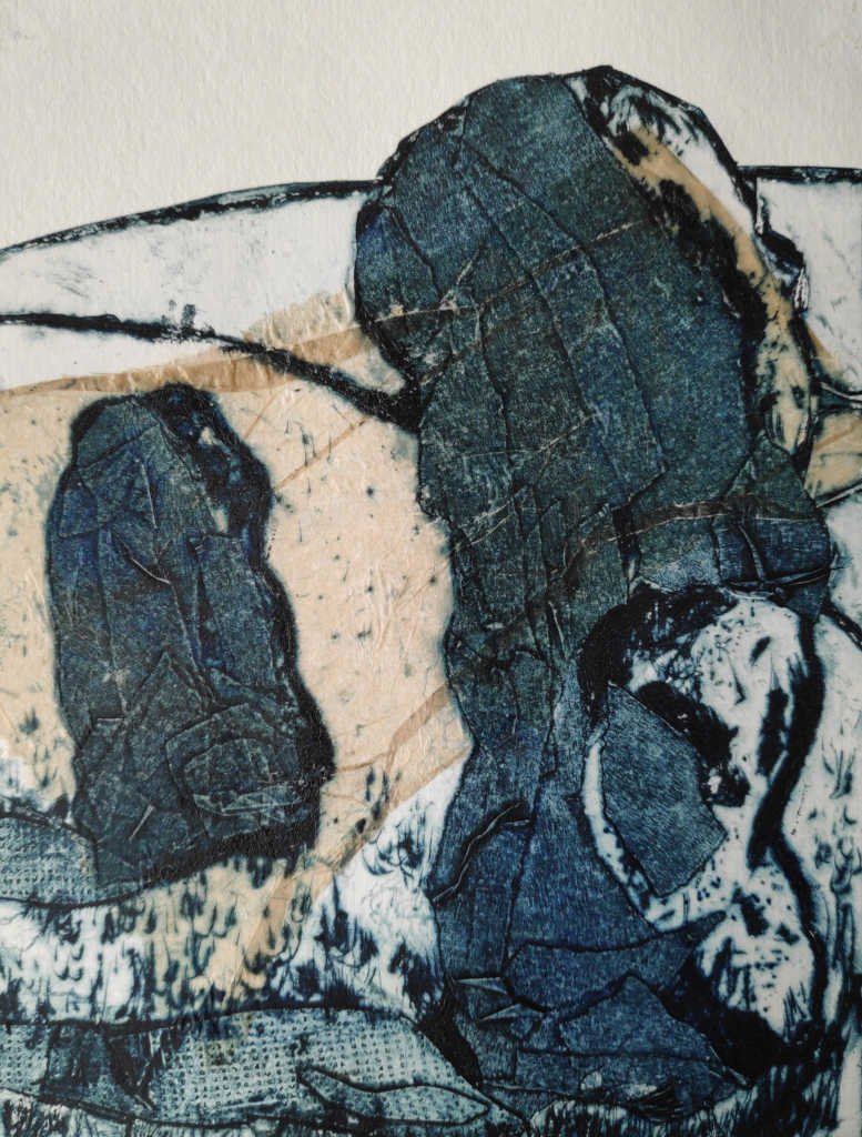 Collagraph of Avebury stone circle